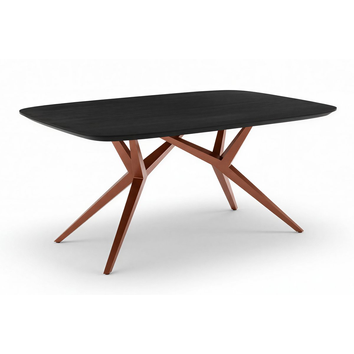 Eettafel 180x90 cm, Mango blad, stalen frame in antiek bruin