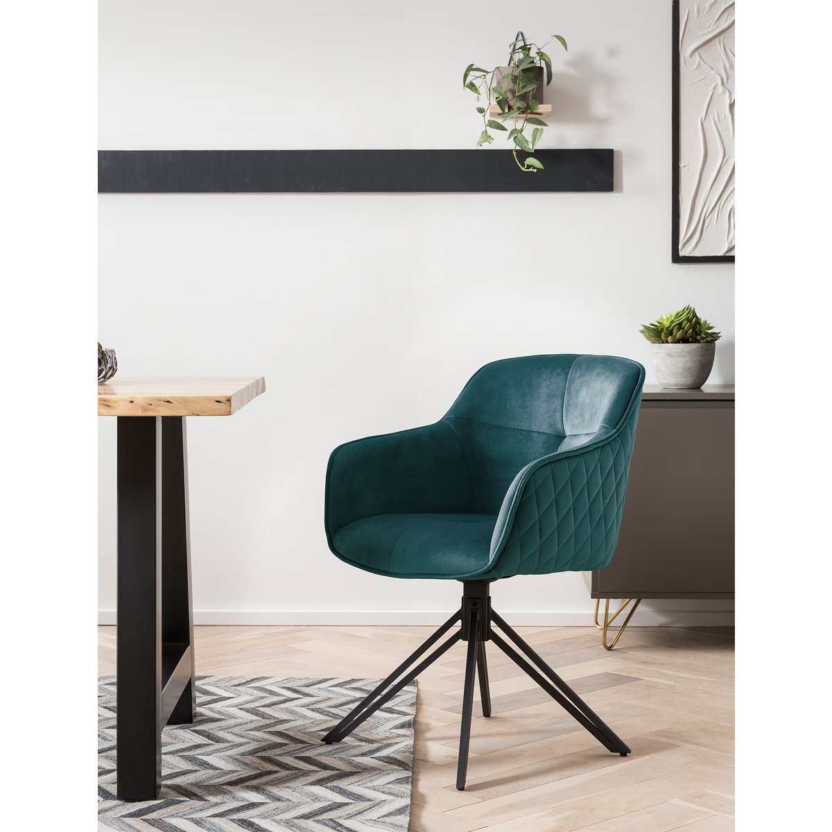 Fauteuil met honingraatquilt groen