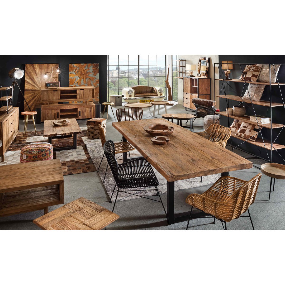 Tafel 180x100 cm, gerecycled natuurlijk teakhout