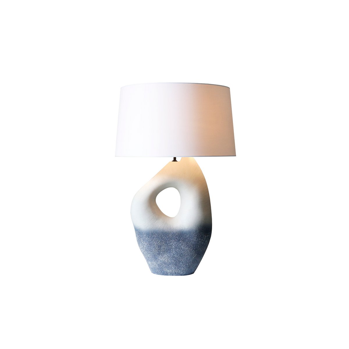 Tafellamp keramiek/linnen blauw/wit