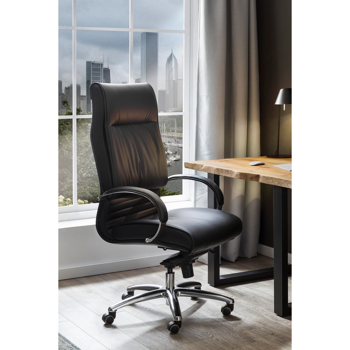 Bureaustoel kunstleer look zwart