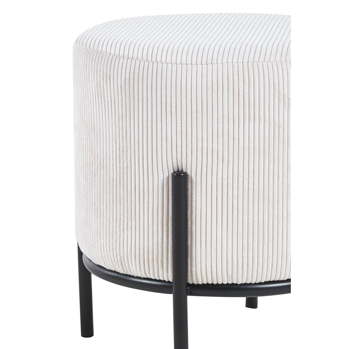Gestoffeerde kruk Ø35 cm koordoptiek beige