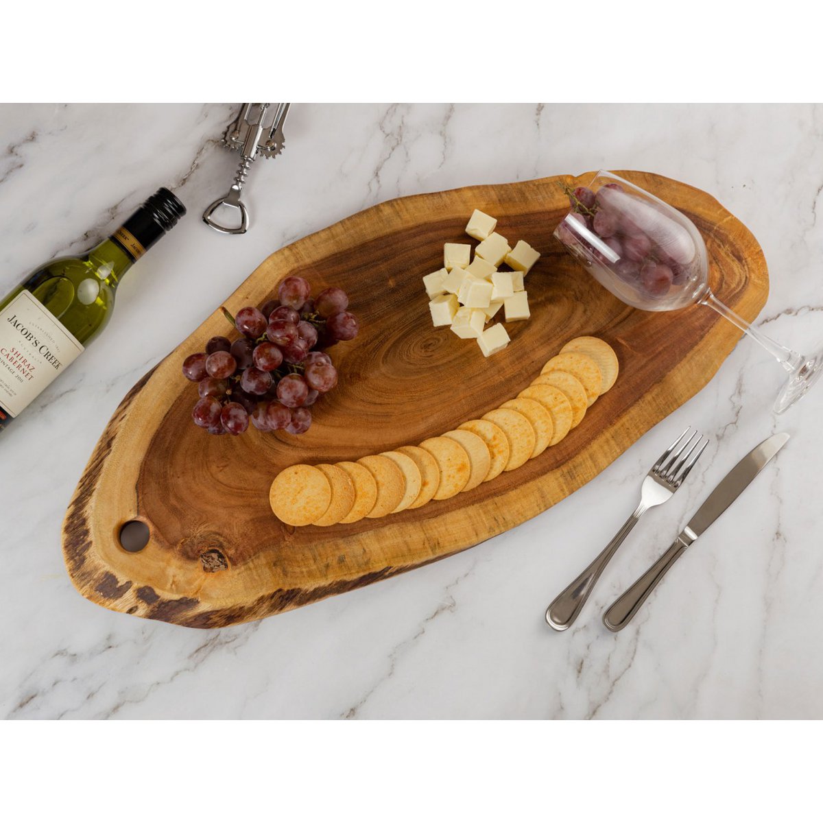 Serveerplank boomschijf 4- of 8-delige snijplank hout dienblad decoratie acacia massief