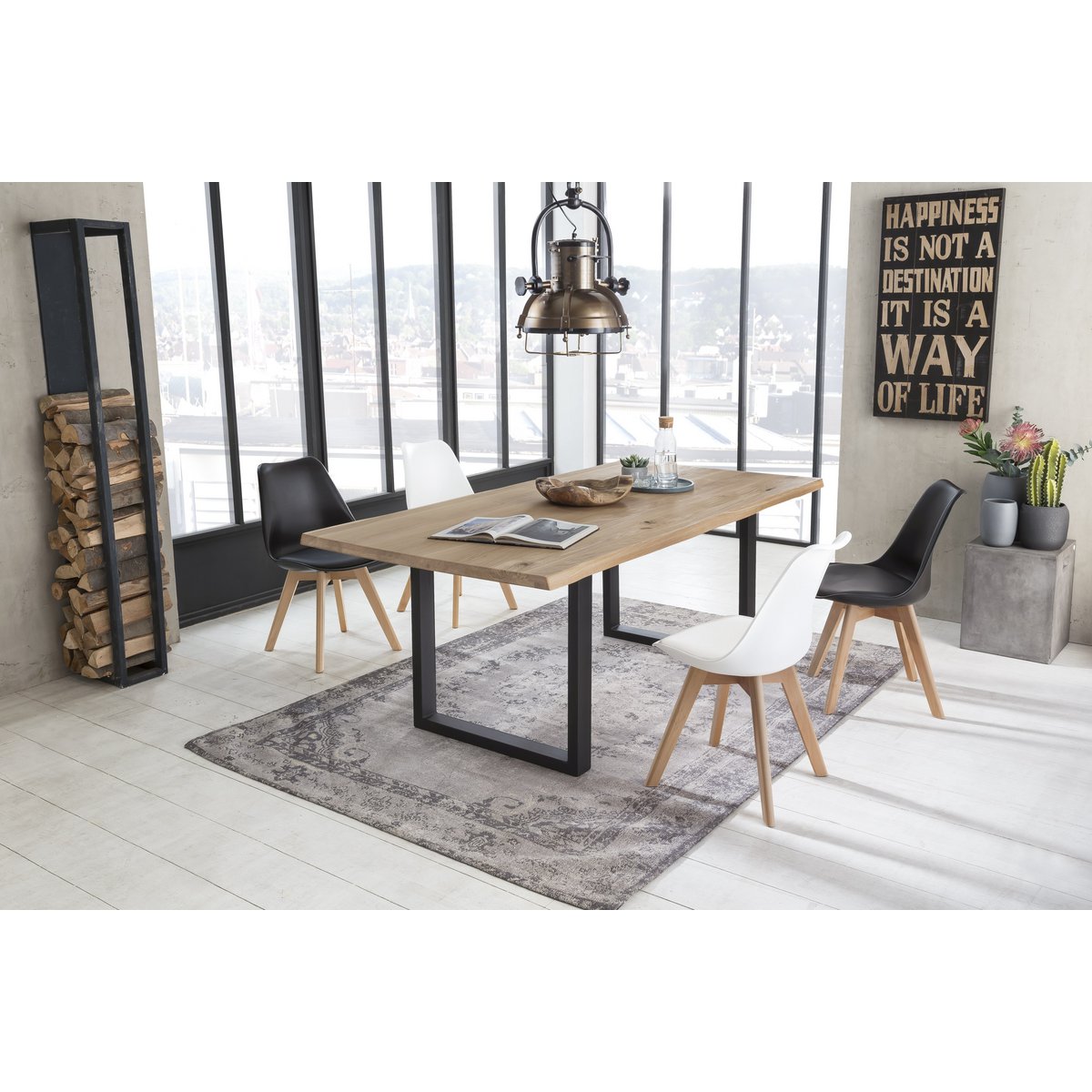 Tafel 120x80 cm, wild eiken, zwart frame