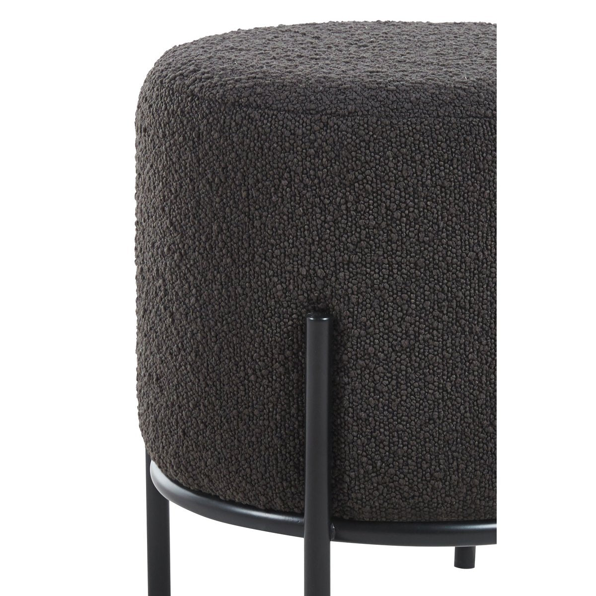 Polsterhocker Ø35 cm Bouclé Stoff Antraciet