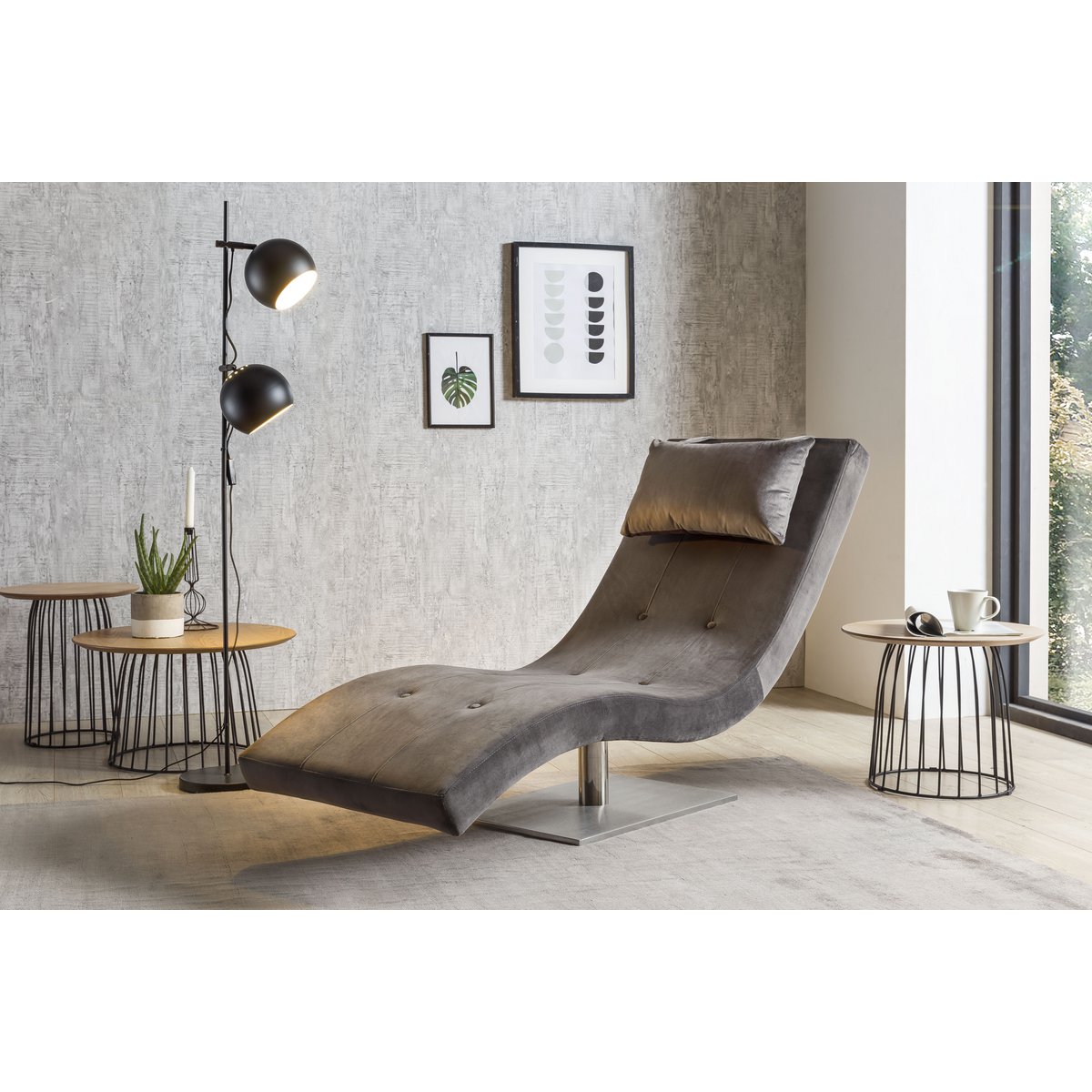 Relax ligbed fluweel grijs