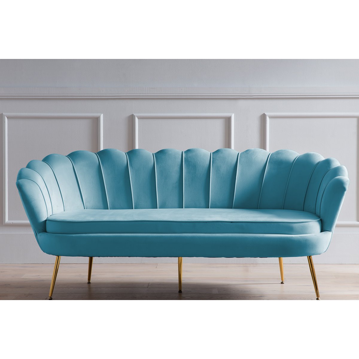 Shell bank 3 zits in fluweel blauw