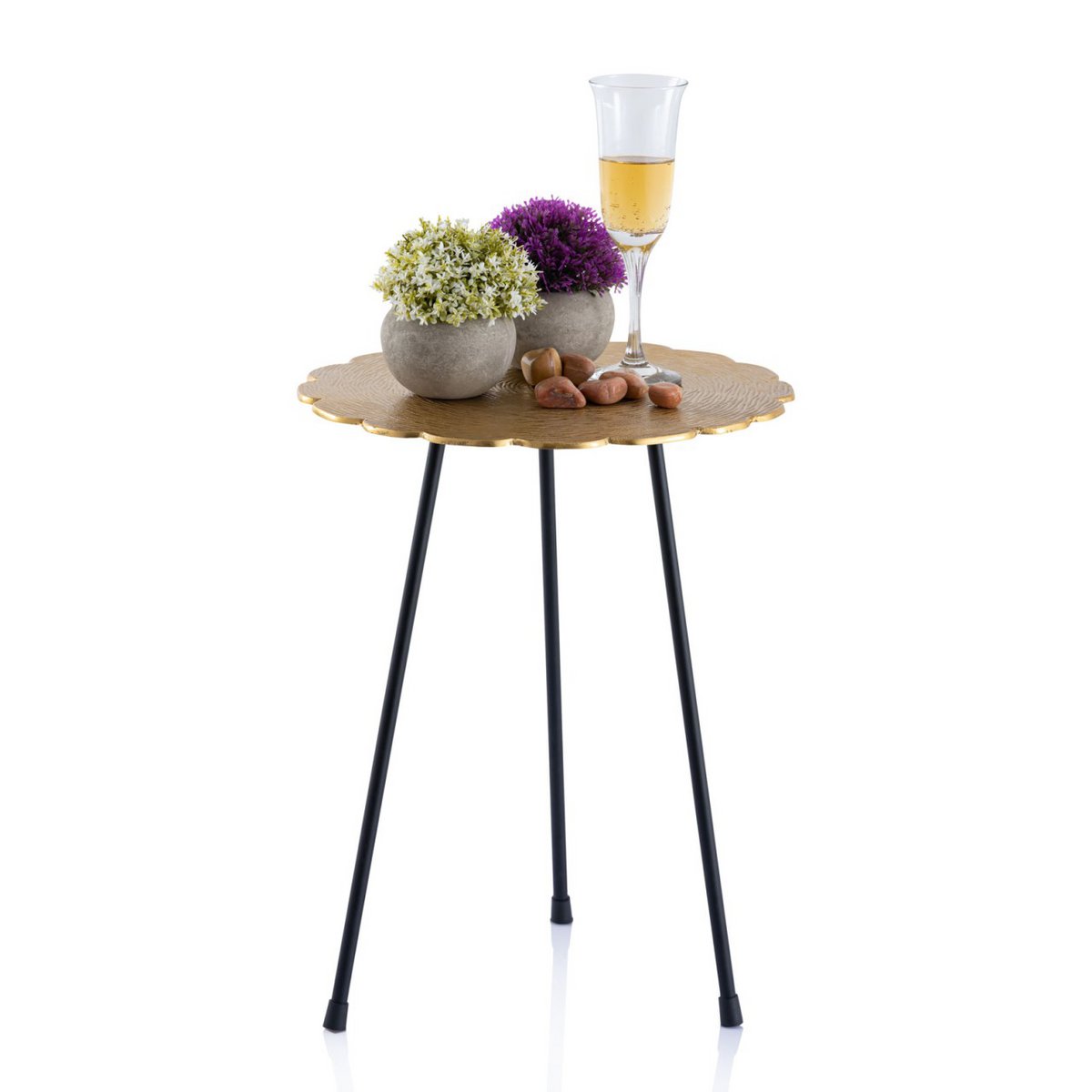 Bijzettafel metaal 4-delige siertafel Hilton ø 35 x H 45 cm rond zilver of goud aluminium
