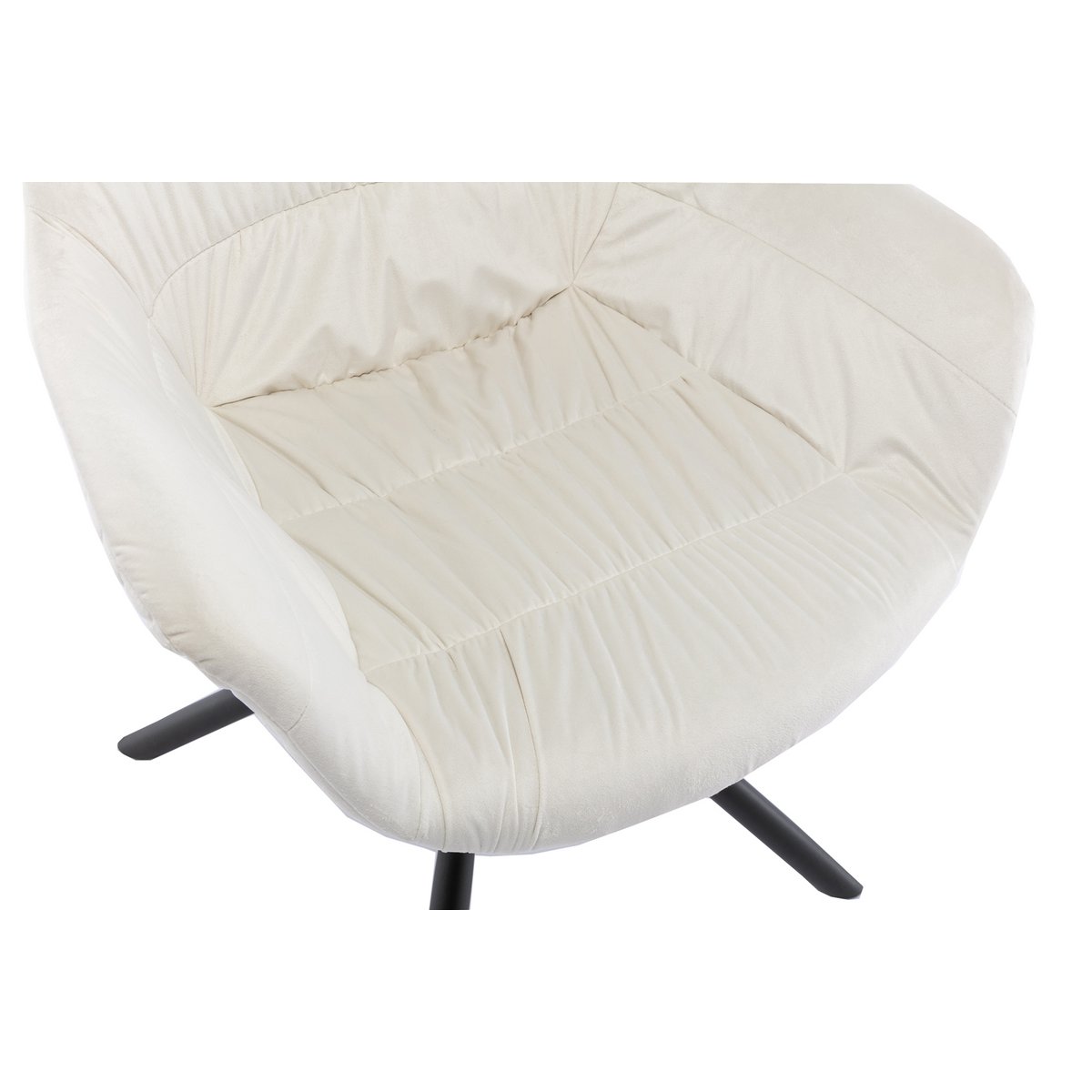 Fauteuil met honingraatstiksel in crème fluweel