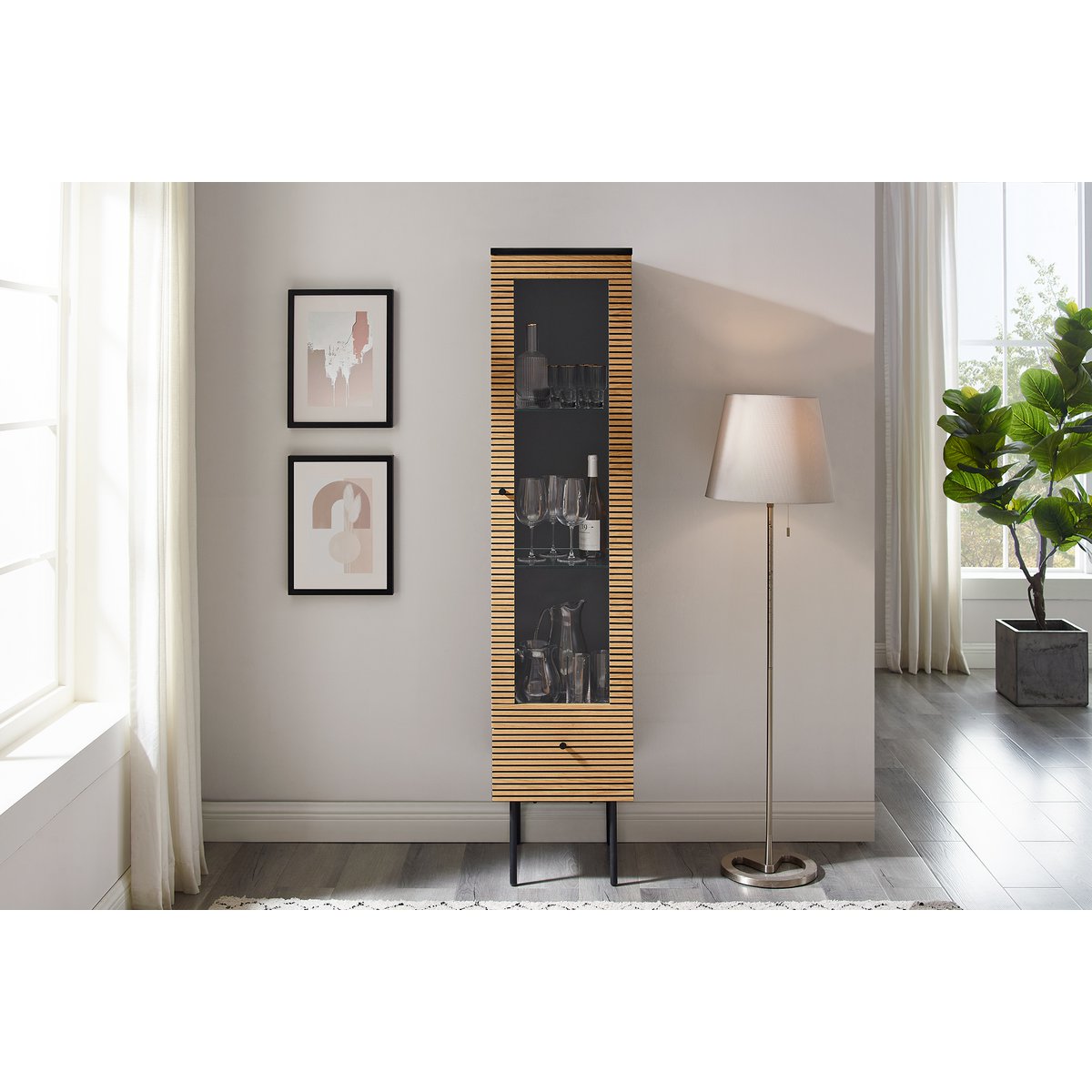 Vitrine 1 deur eiken echt houtfineer