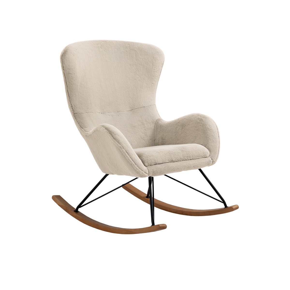 Schommelstoel in lamsvachtlook beige