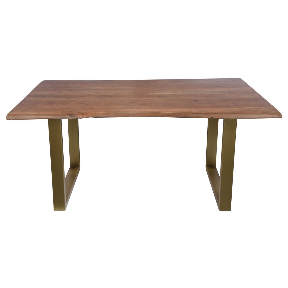 Tafel 160 x 85 cm, blad in walnoot kleur, frame in messing kleur