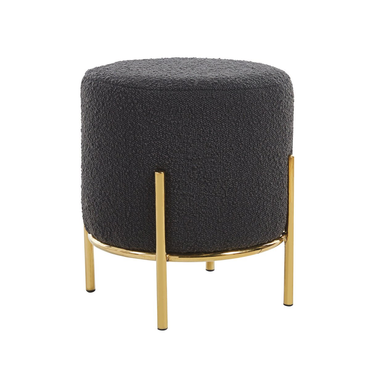 Polsterhocker Ø35 cm Bouclé Stoff Antraciet