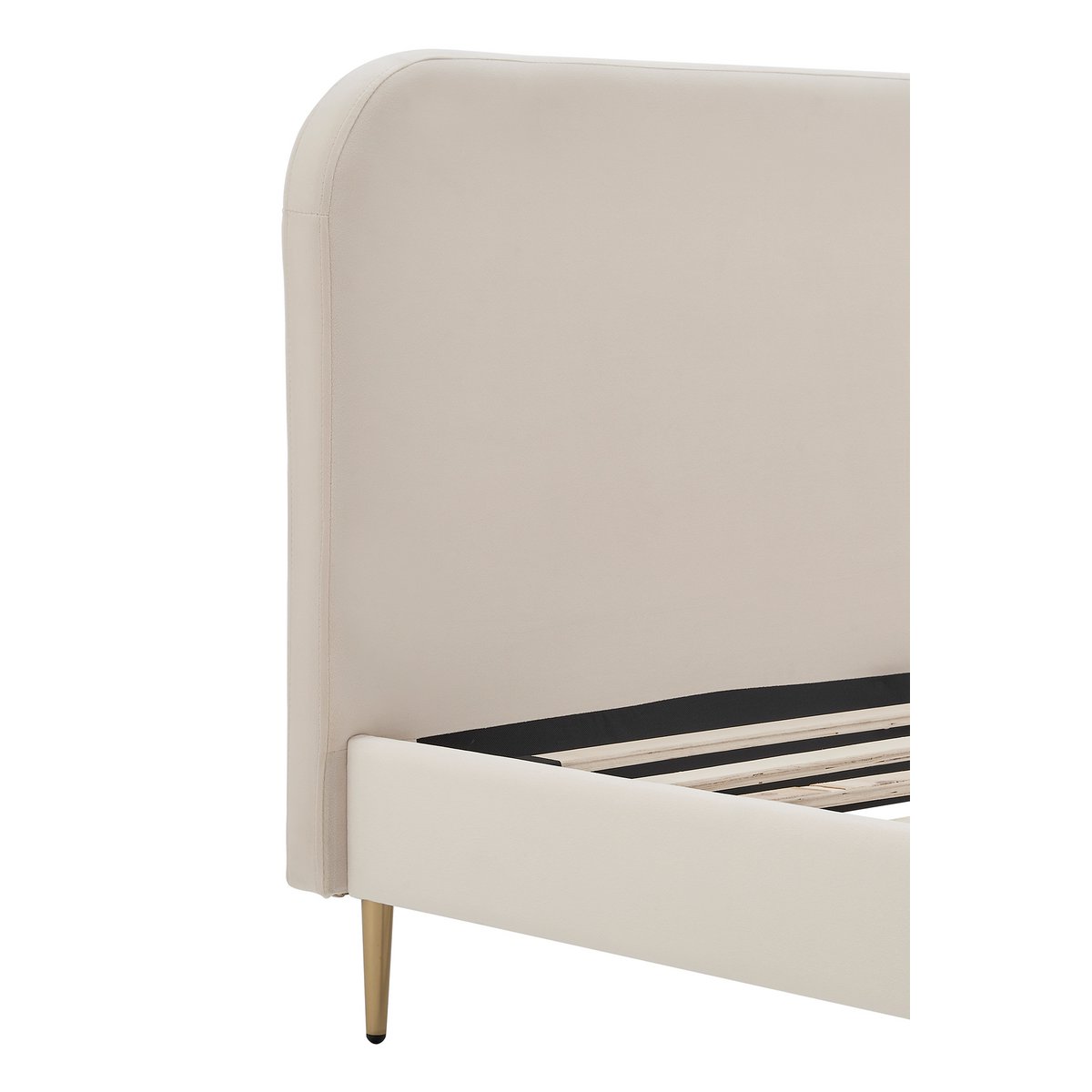 Gestoffeerd bed met beige fluwelen hoes 140x200 cm