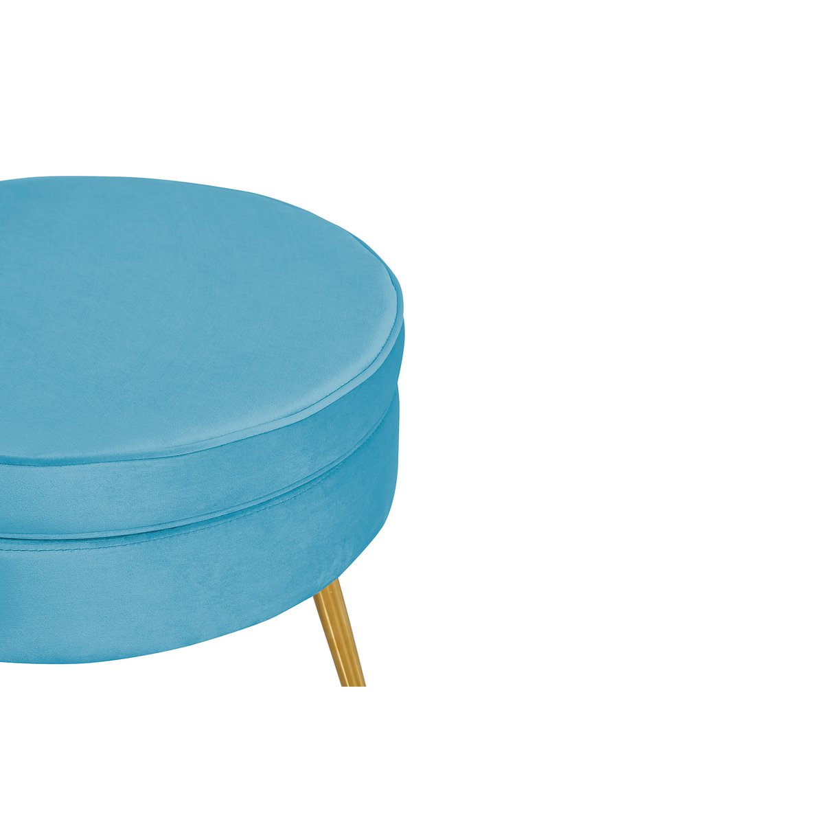 Ronde fluwelen poef blauw