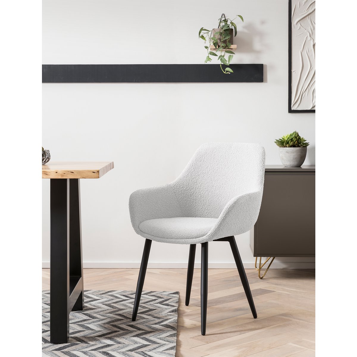 Fauteuil Bouclé stof wit set van 2