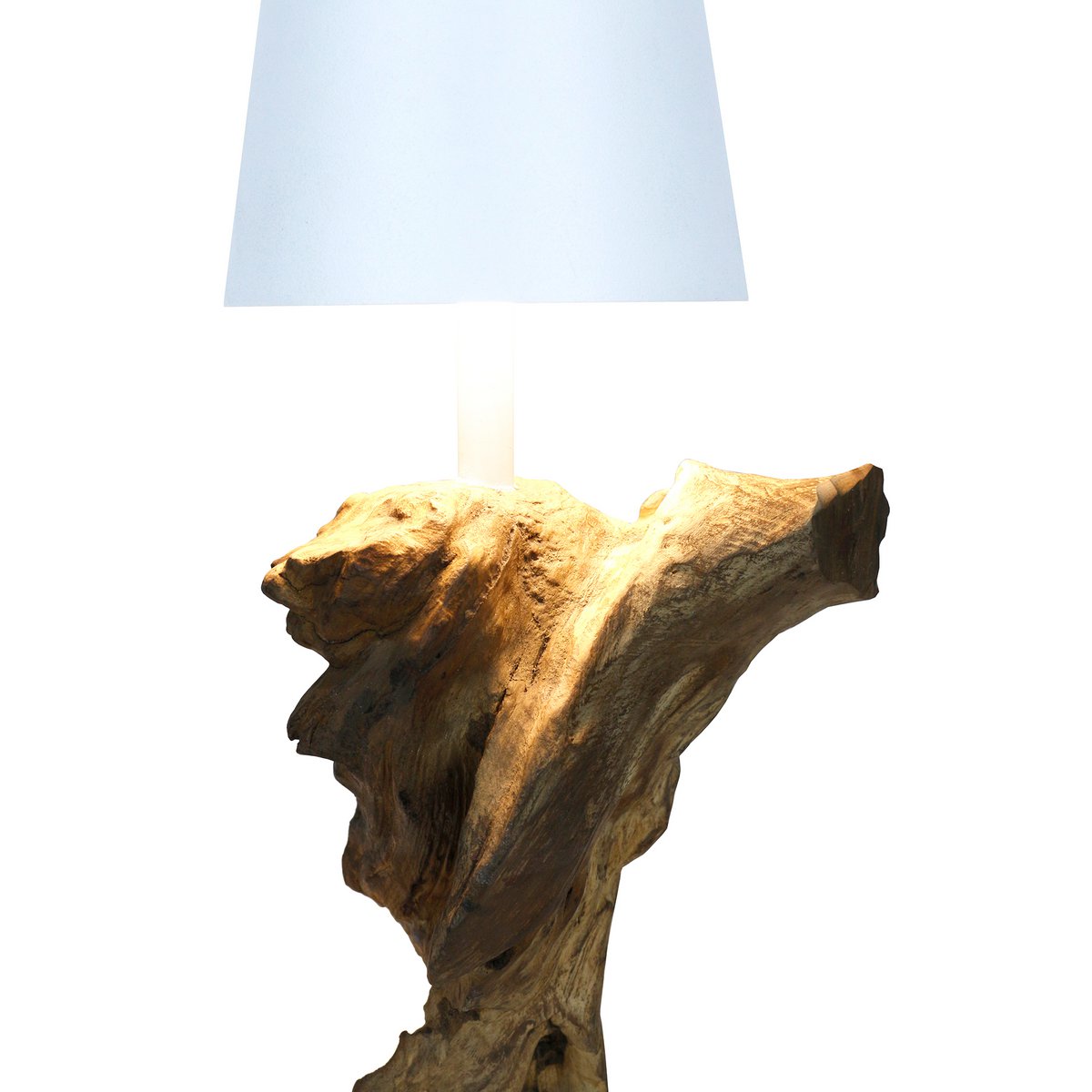 Tafellamp 29 cm naturel/wit met LED batterij