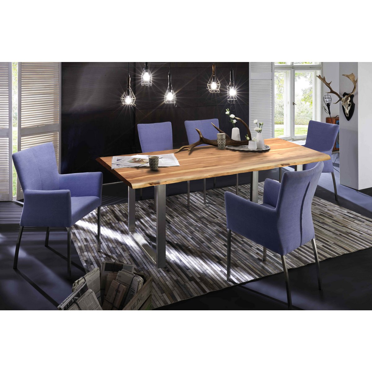Tafel 200x100 cm, natuurlijk acacia, 56 mm