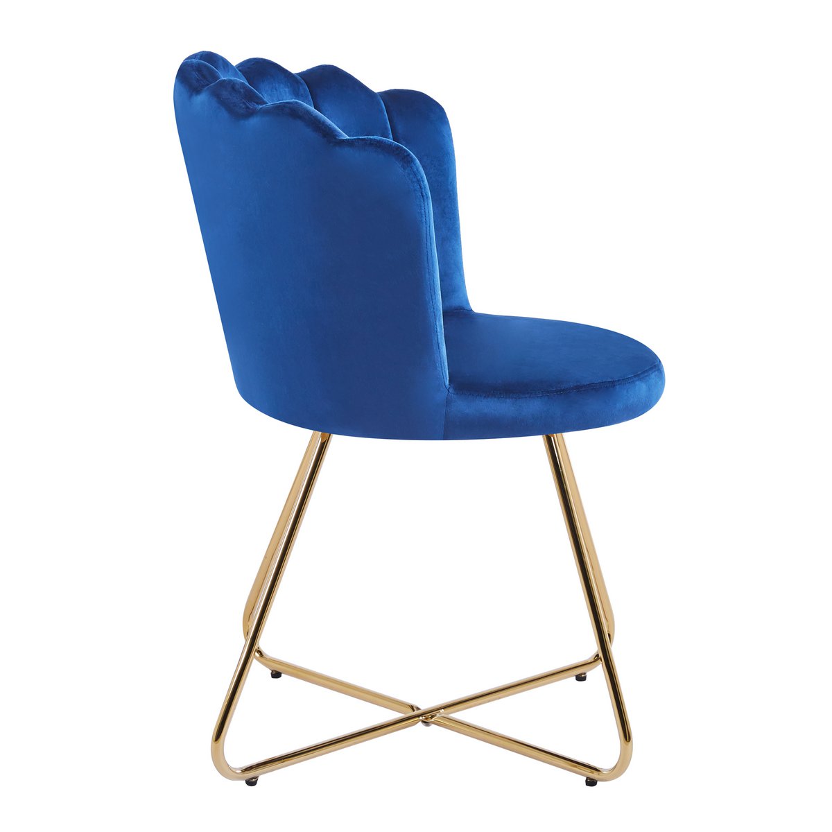 Fluwelen schelpstoel set van 2 donkerblauw