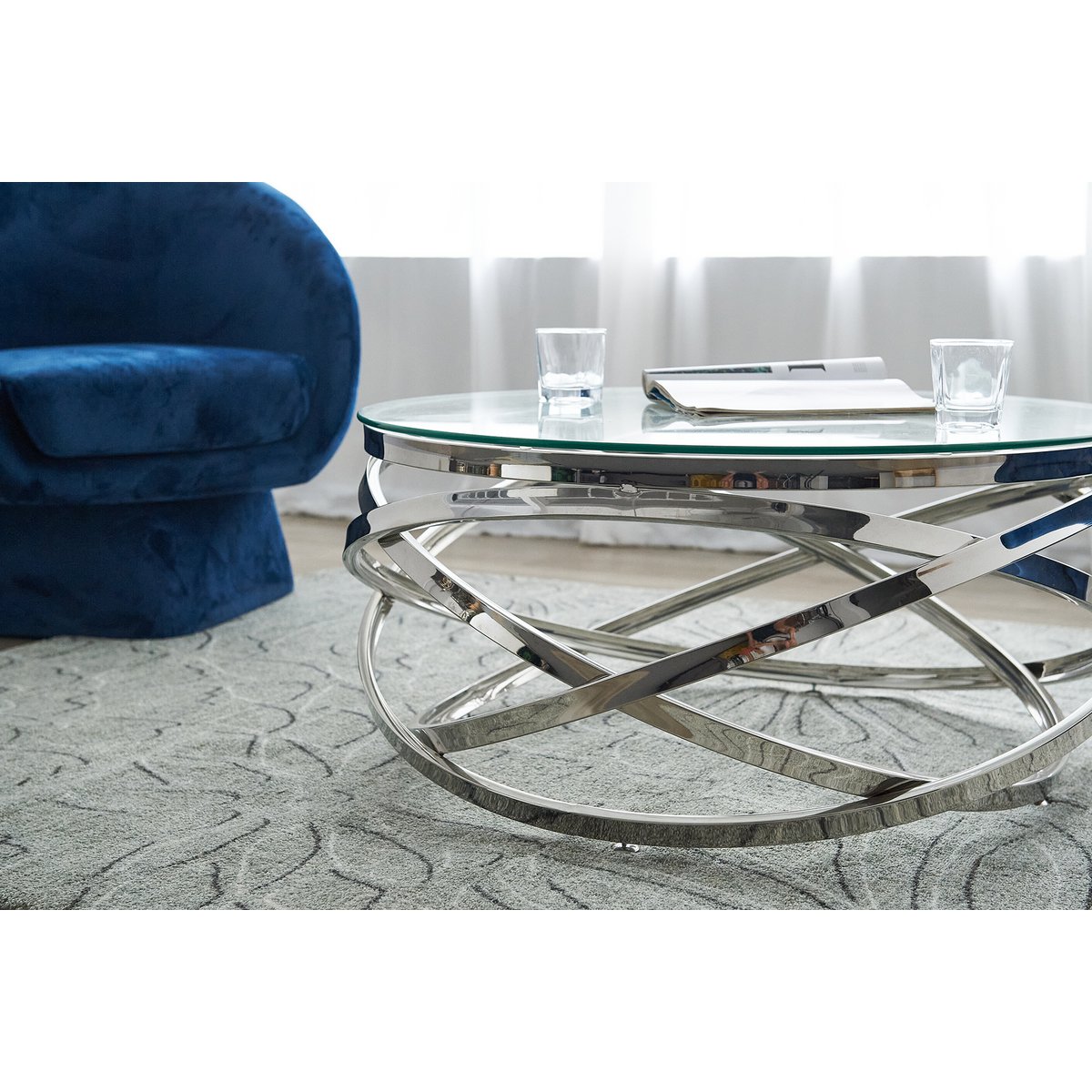 Salontafel zilver Ø 80 cm