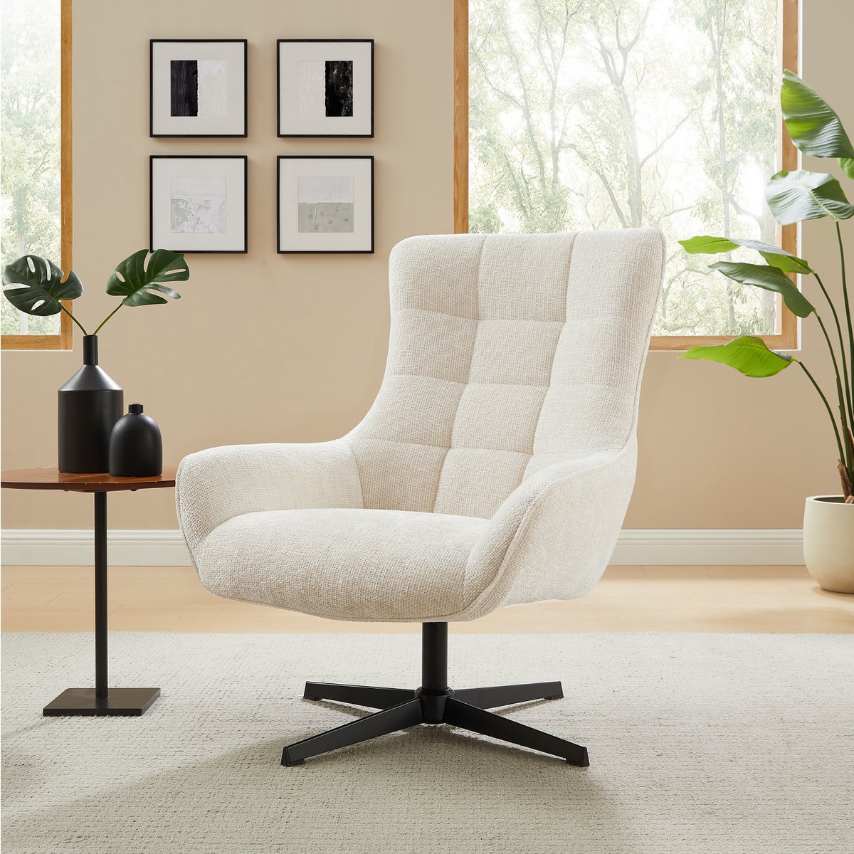 Fauteuil chenille stof beige