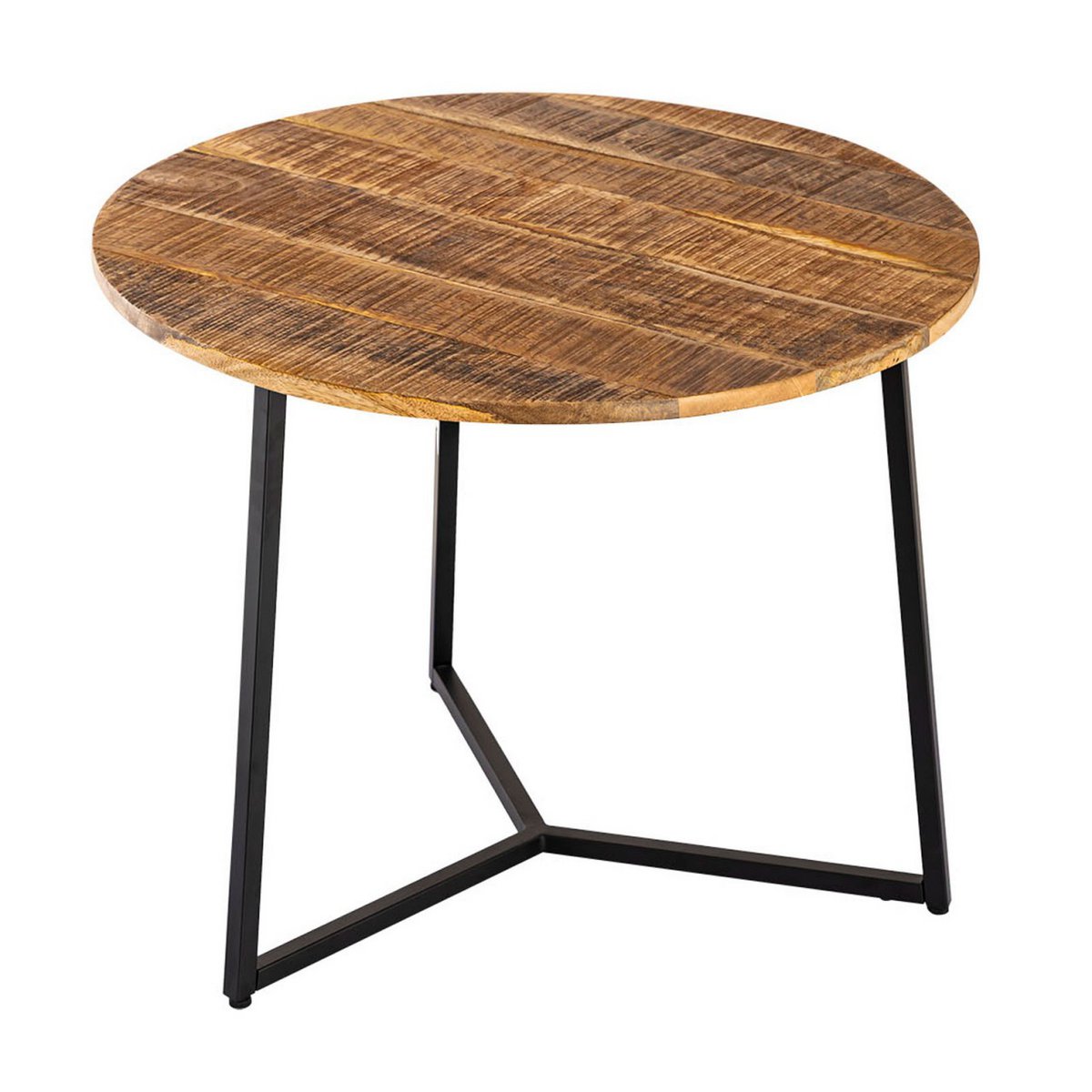 Salontafel ronde zijtafel vast hout Ø 56 cm woonkamer tafel la palma metalen frame zwart