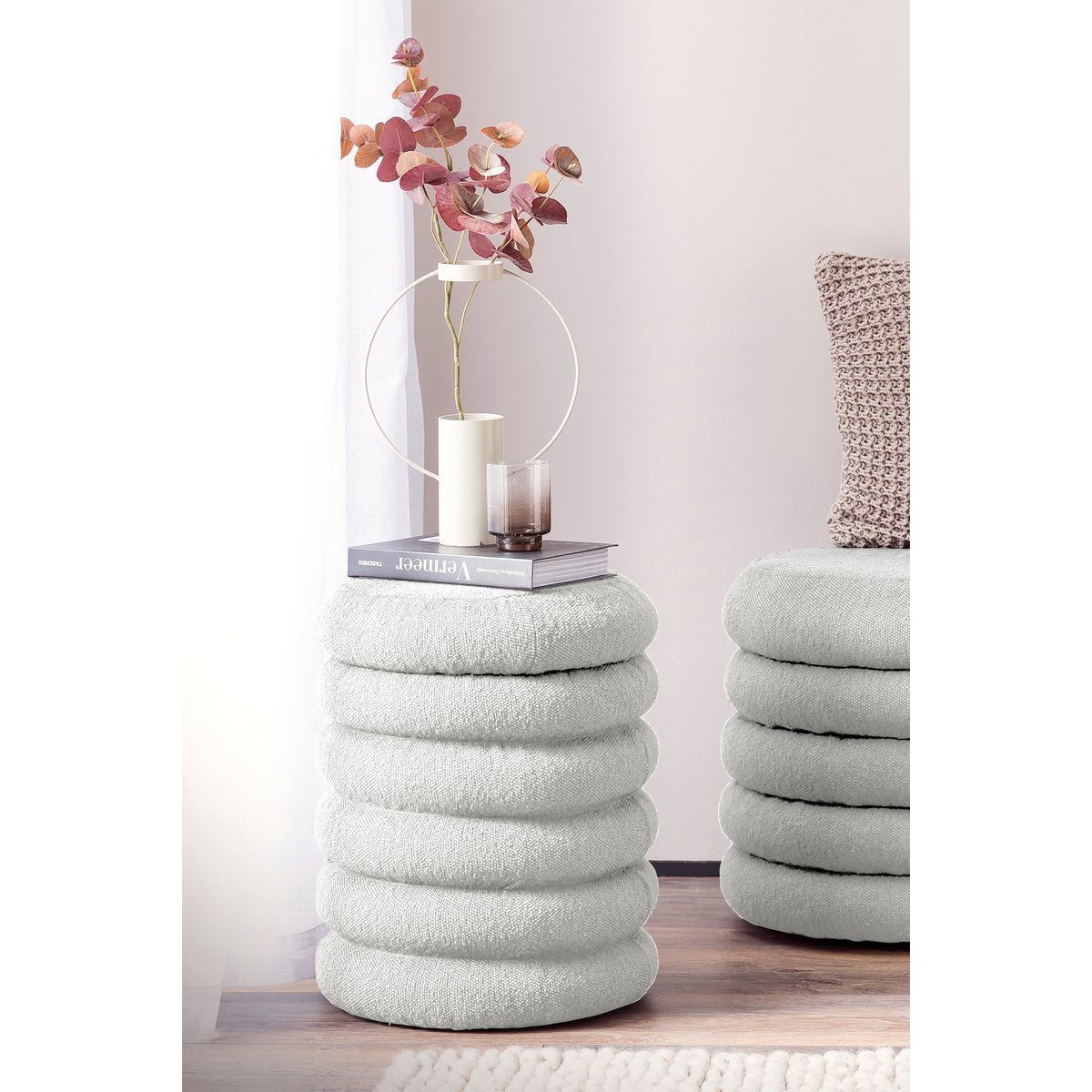 Curly Sitzhocker Ø38 cm Wit