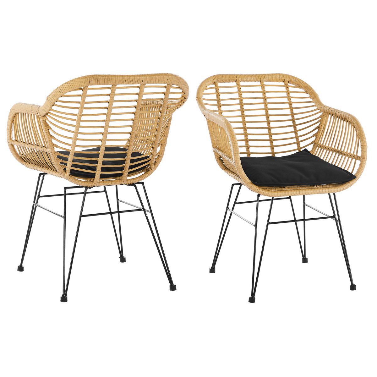 Set van 2 fauteuils in rotan look, naturel