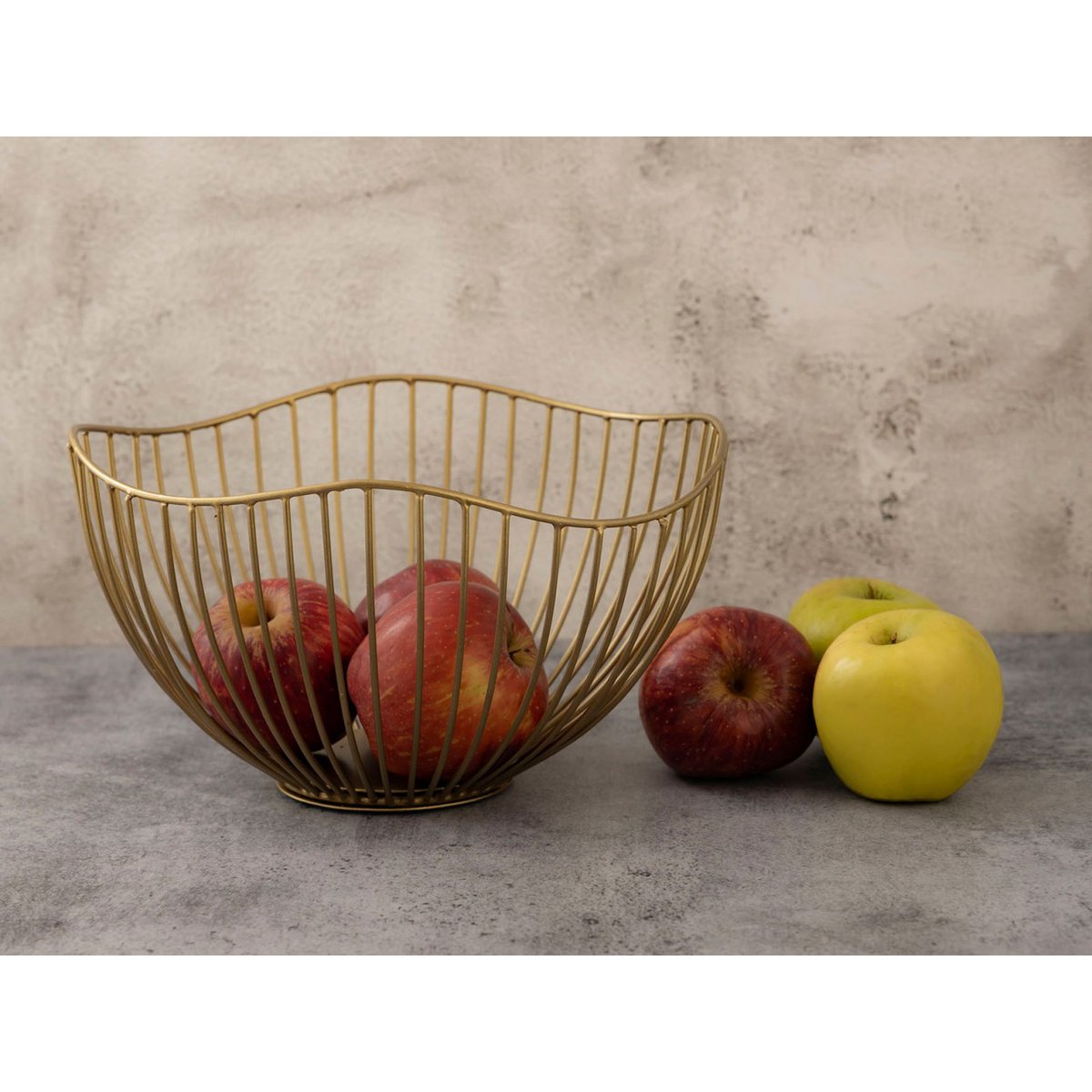 Fruitmand 16-delige metaal Ø 25 H 14 cm broodmand Set 2 x 8 PU fruitkom metaal zwart of gouden golf