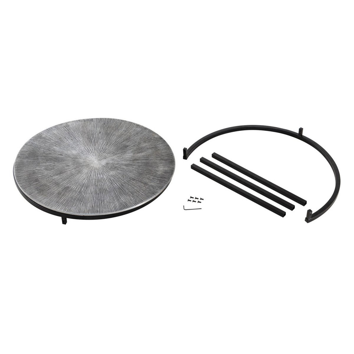 Salontafelset 2 stuks ø 55 en 45 cm bijzettafel zilver metalen tafels ronde Carlton woonkamer