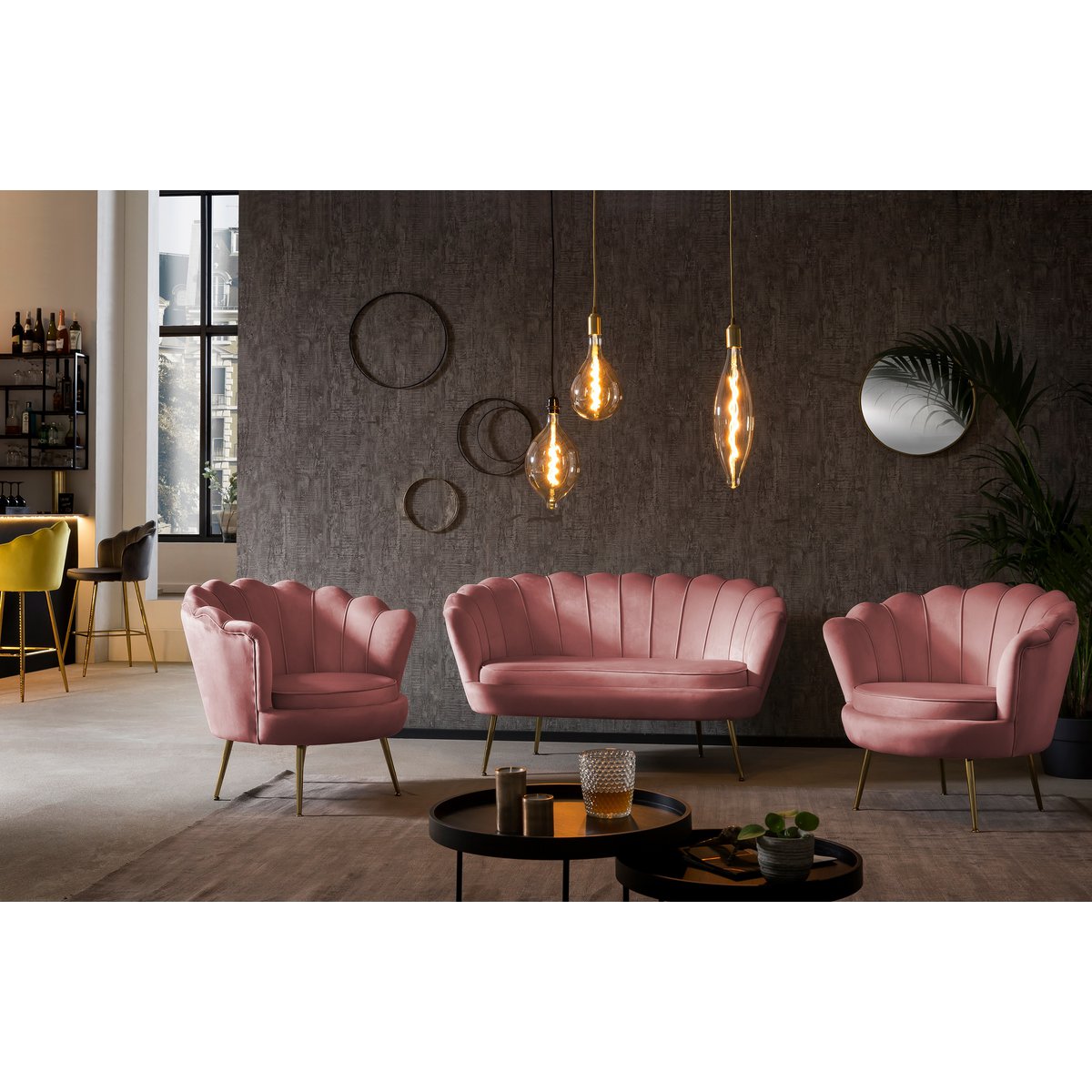 Shell fauteuil in fluweel Rose