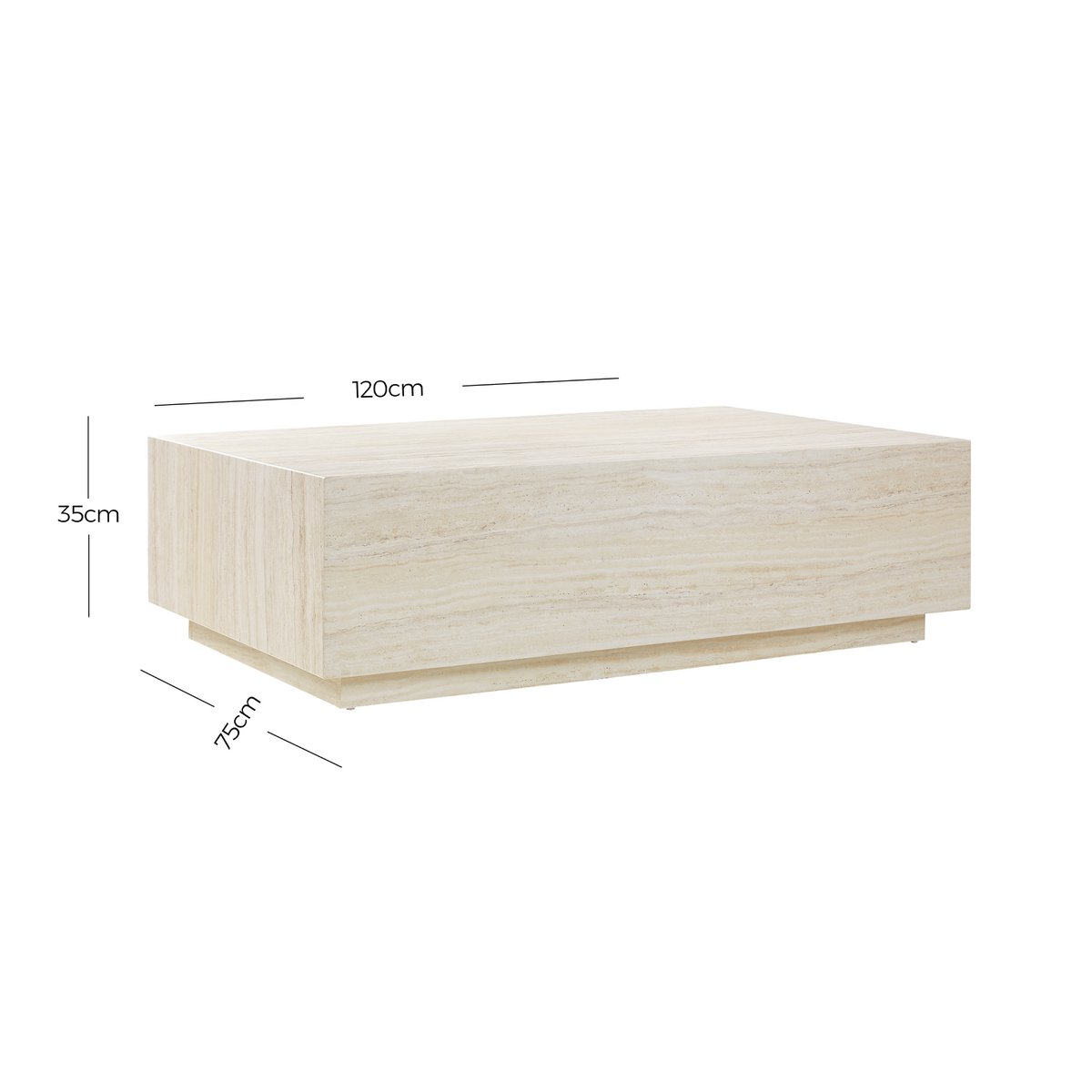 Travertin salontafel 120x75 cm