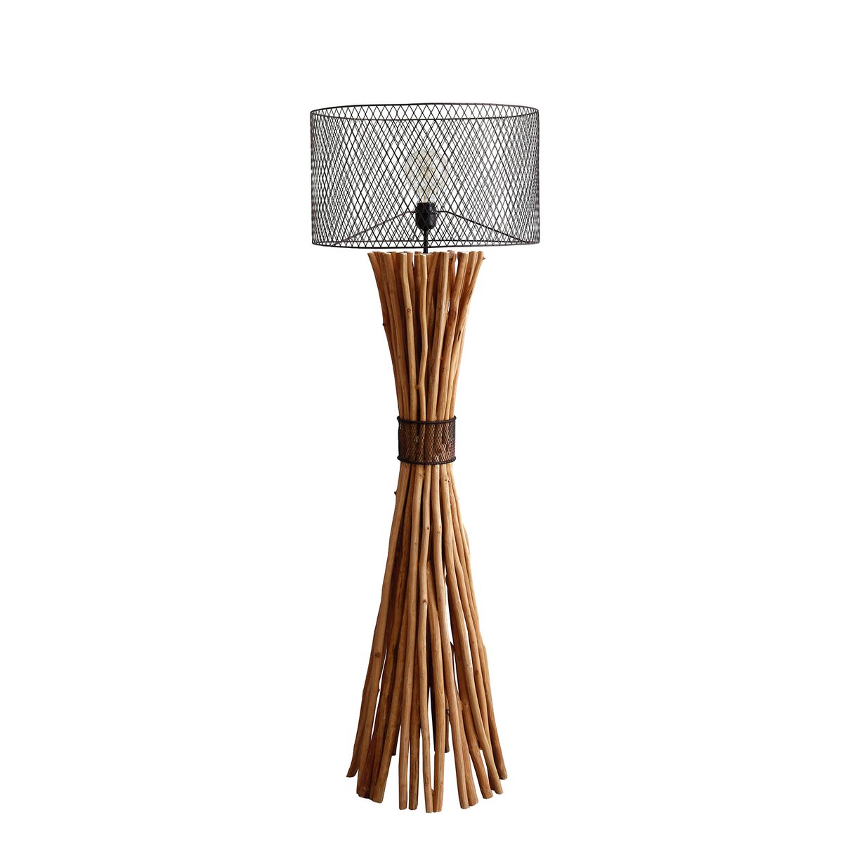 Vloerlamp drijfhout naturel/zwart 149 cm