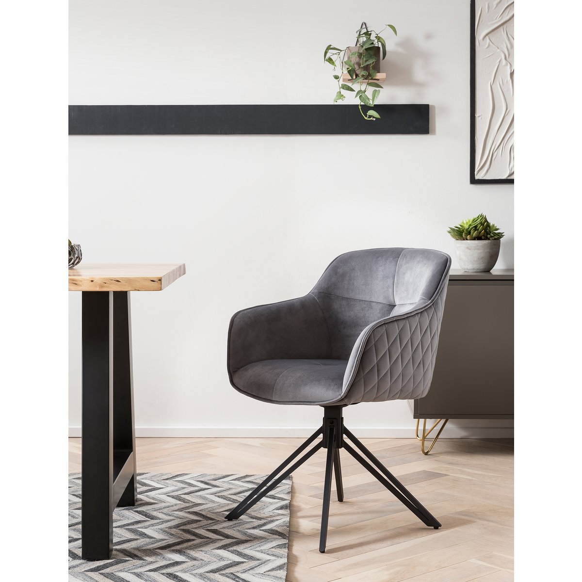 Fauteuil met honingraatquilt grijs