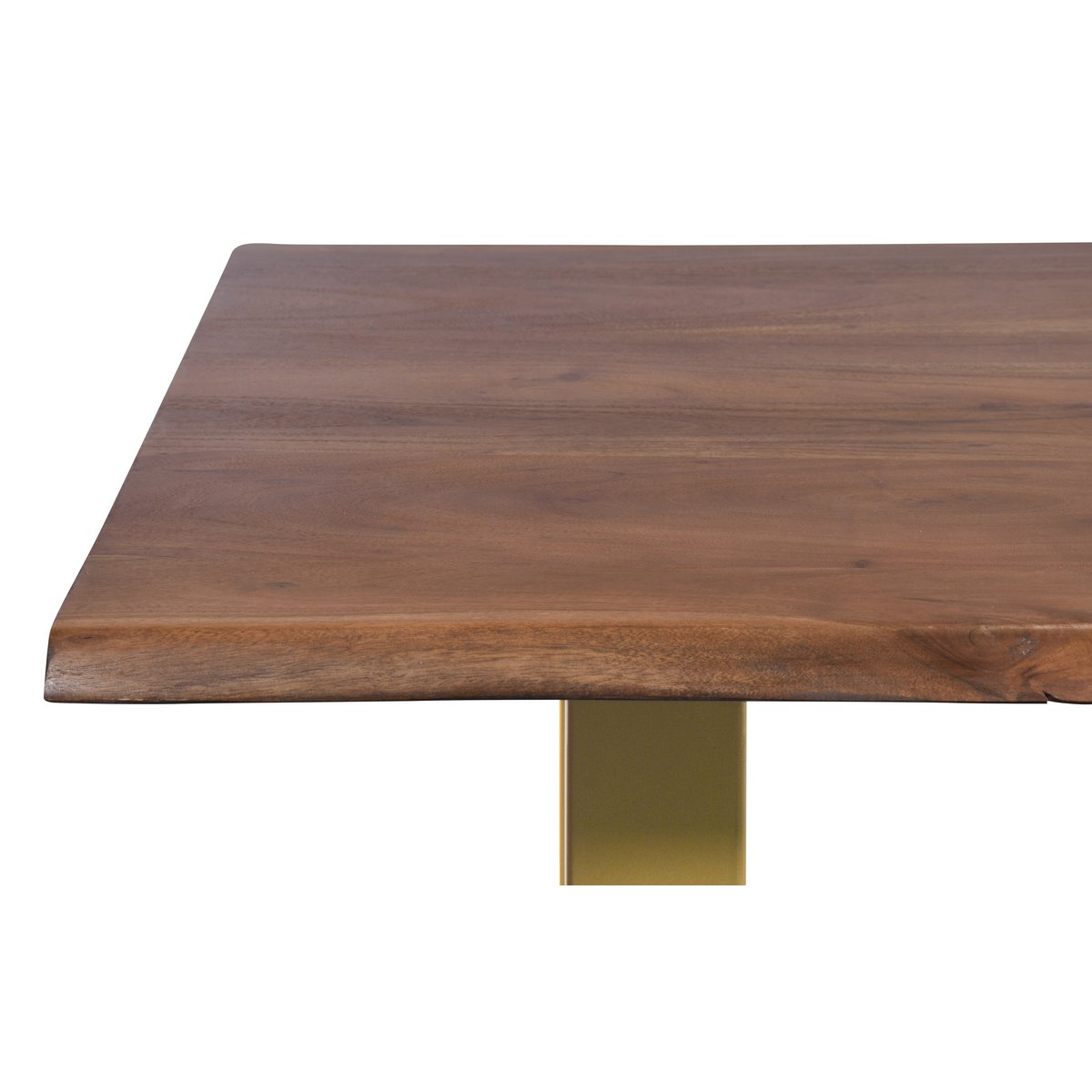 Tafel 160 x 85 cm, blad in walnoot kleur, frame in messing kleur