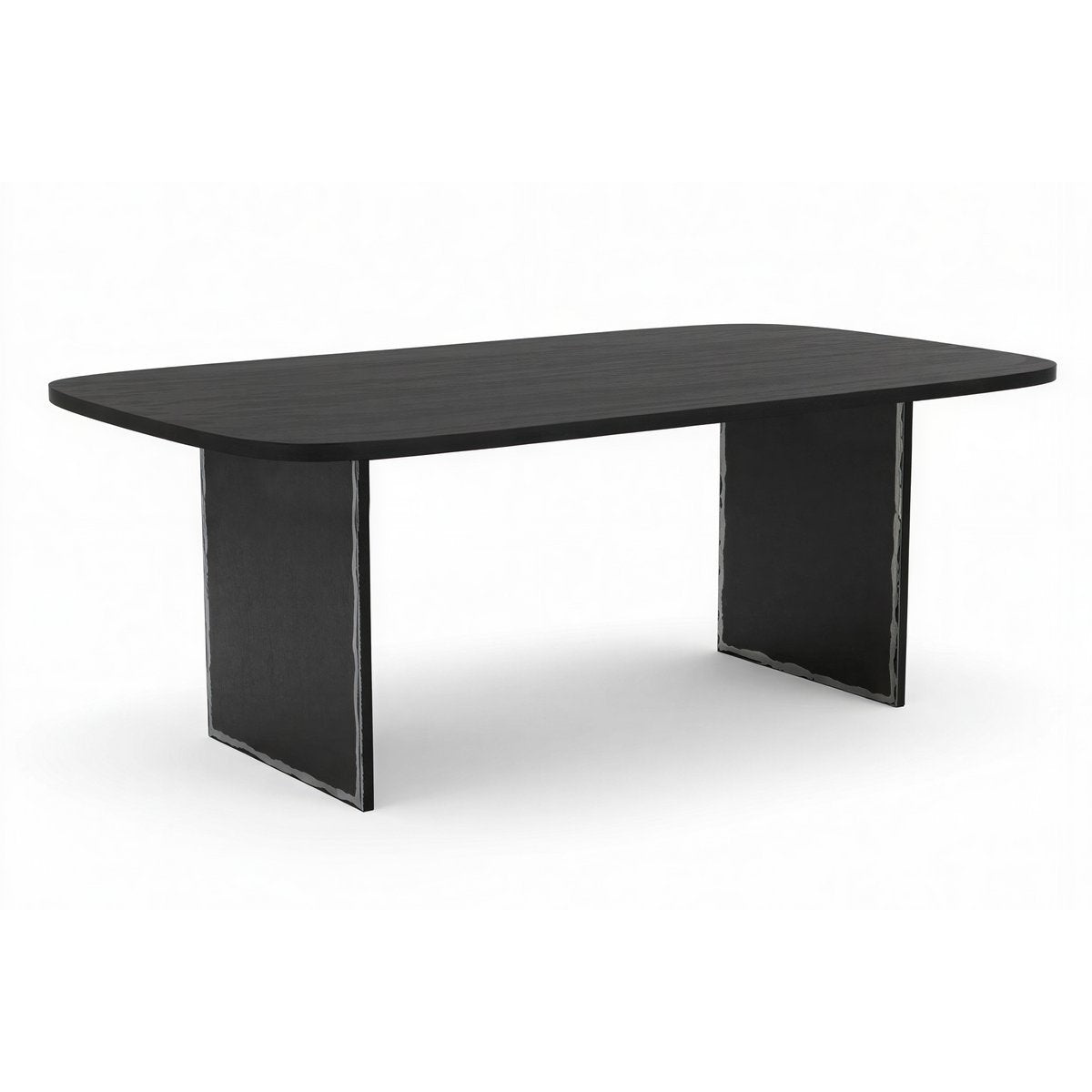 Eettafel 200x100 cm, massief Mango blad, zwart stalen frame