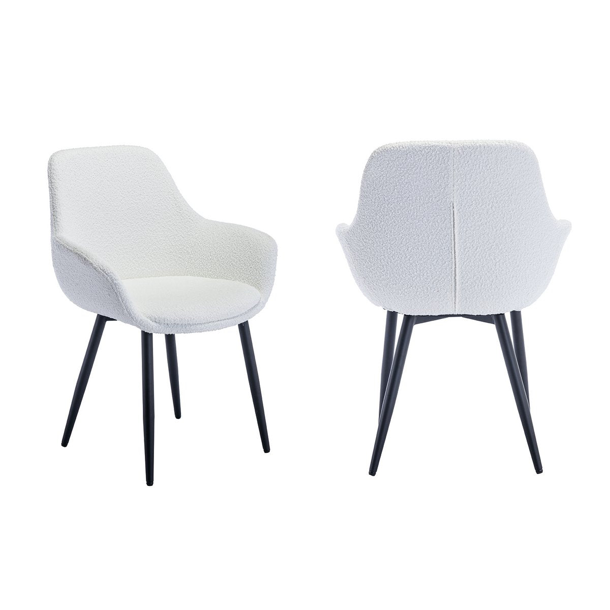 Fauteuil Bouclé stof wit set van 2