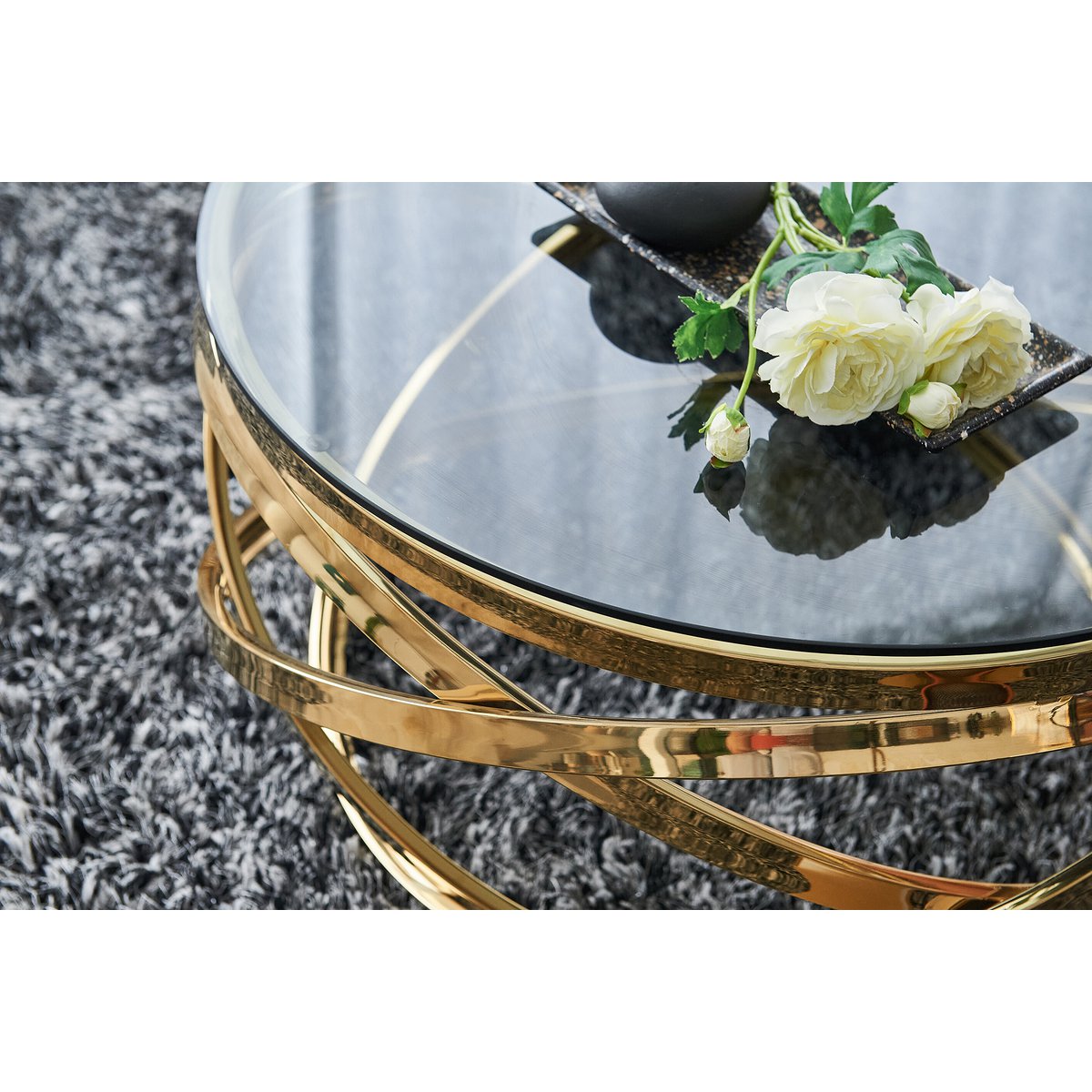 Salontafel goud/grijs Ø 80 cm