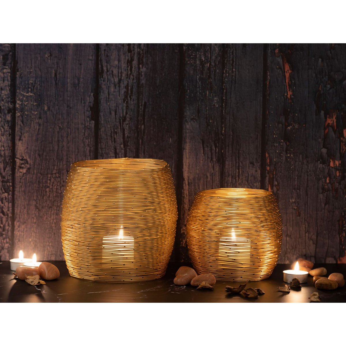 Candle Stand Set 2-delige theelichte houder Windlichter Paris Gold of Silver Candle Holder