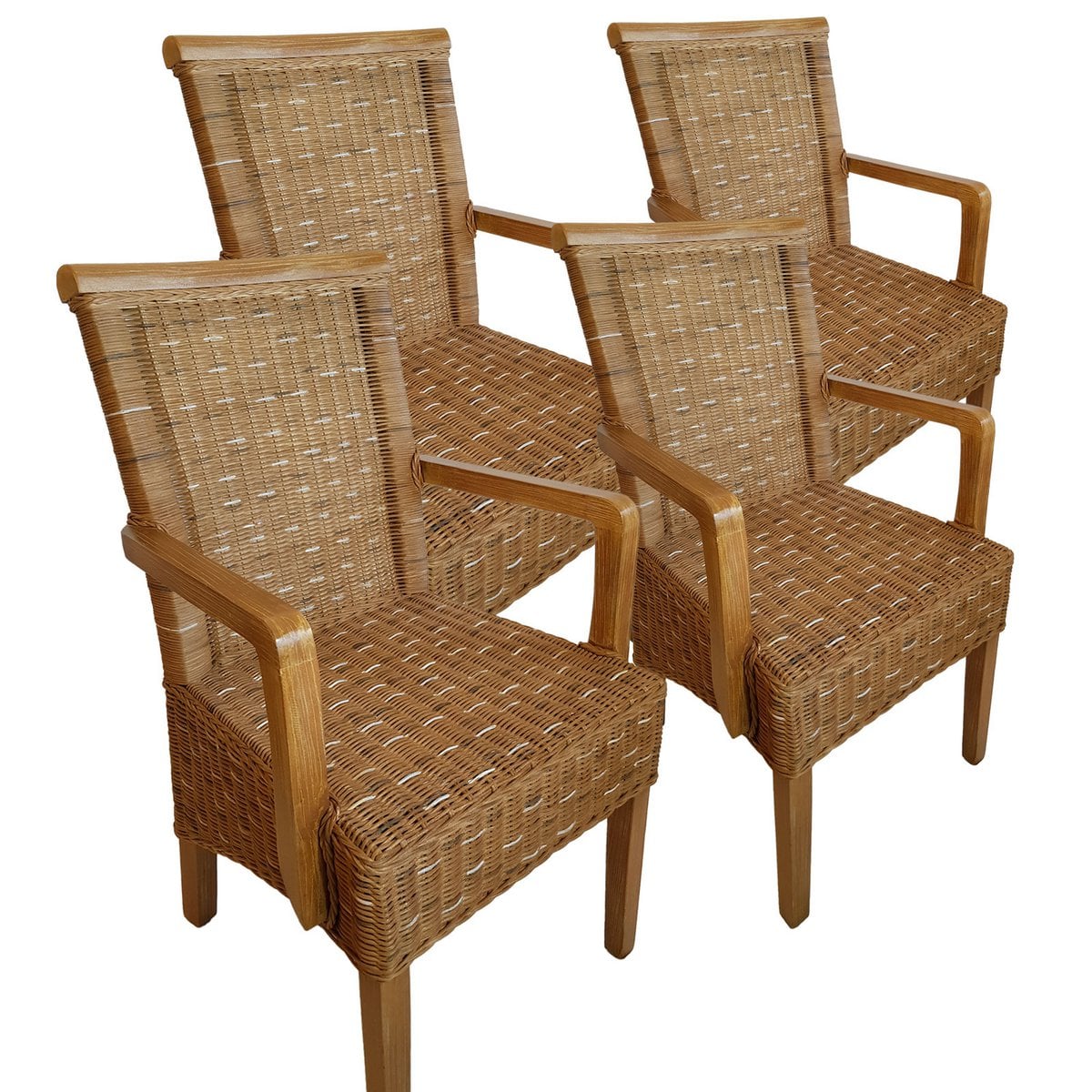 Eetkamerstoelen ingesteld met armleuningen 4 stukken rotan stoelen bruin Perth knabbelen fauteuils duurzaam