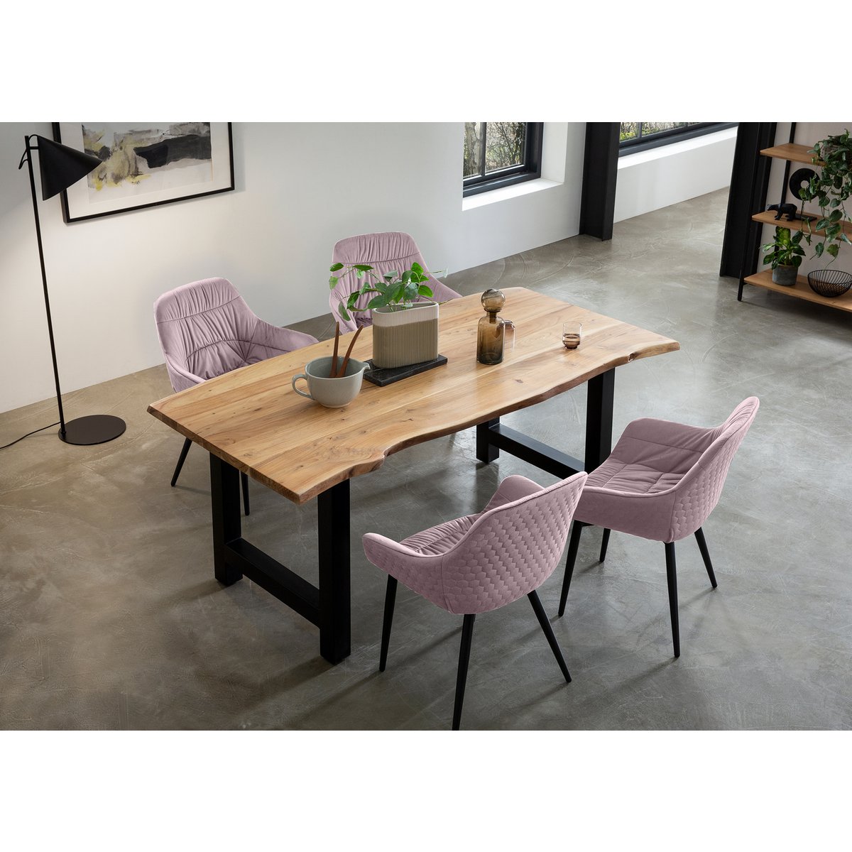 Fauteuil met honingraatstiksel in roze fluweel