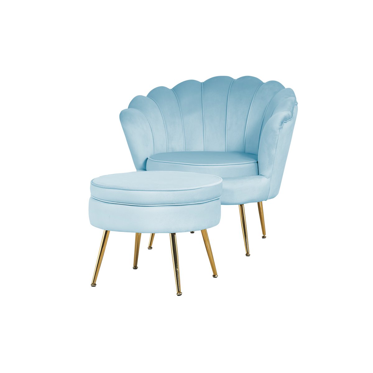 Fluwelen schelp fauteuil in lichtgrijs
