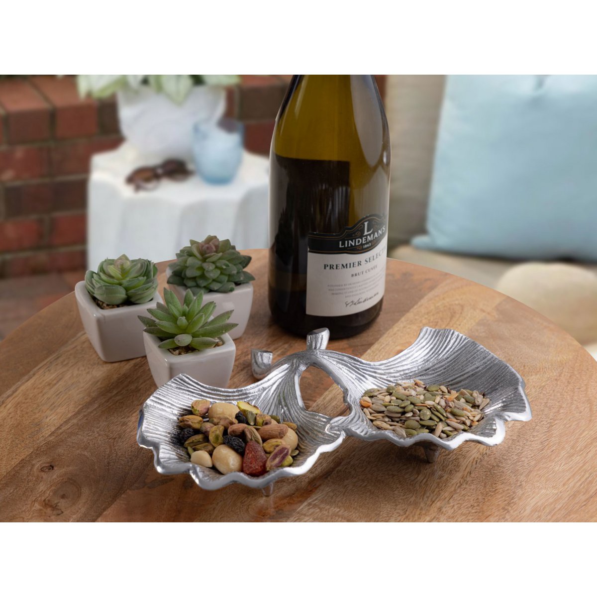 Decoratieve shell bowl master doos 18-delige aluminium ginkgo 2 blad goud of zilveren bladschaal
