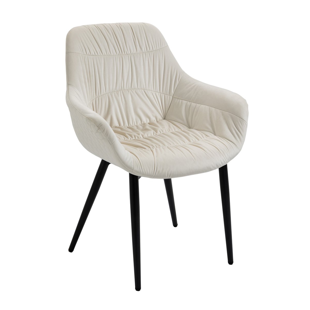 Fauteuil met honingraatstiksel in crème fluweel