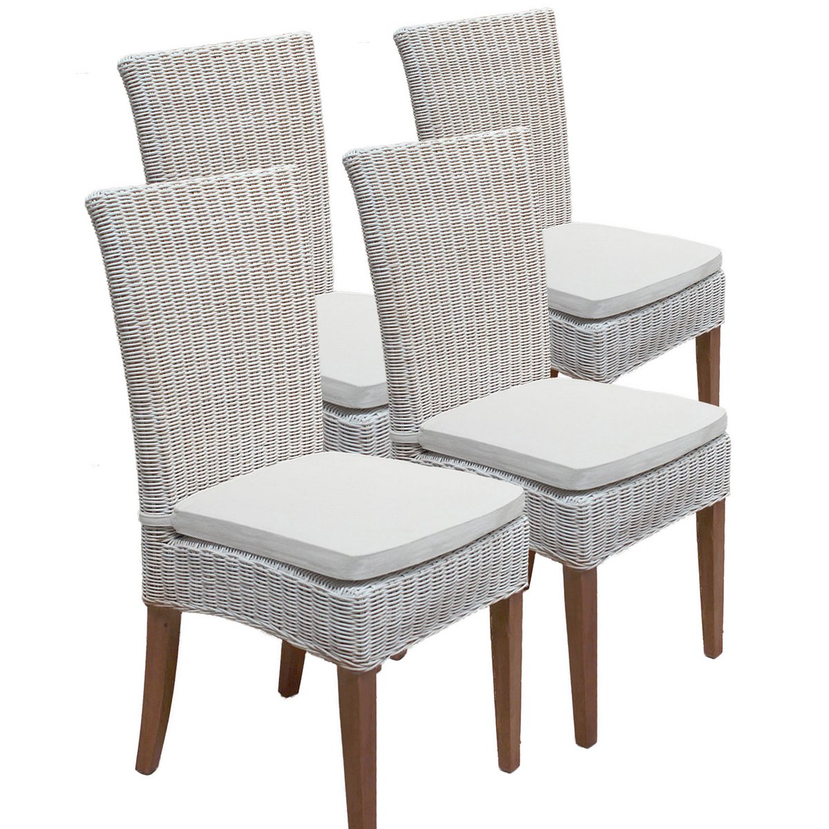 Eetkamer stoel rattan stoelen 4 stuks eettafel stoelen wintertuin cardine wit