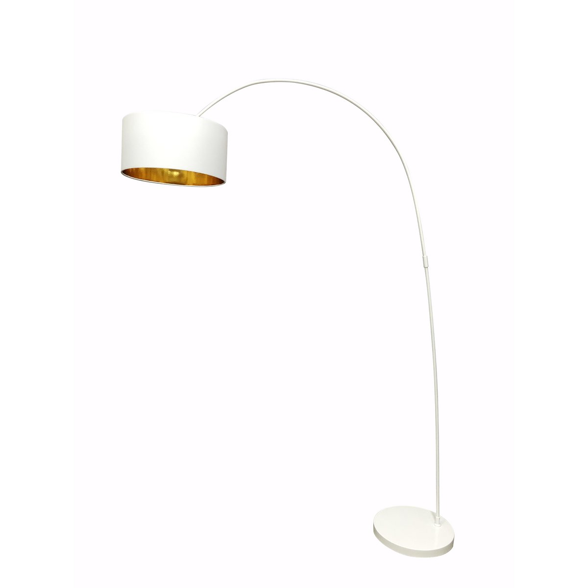Booglamp met witte stoffen kap