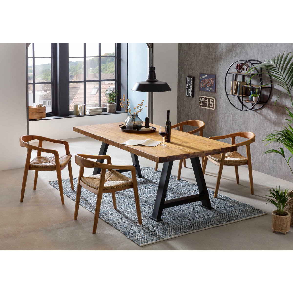 Tafel 200x100 cm, gerecycled teakhout