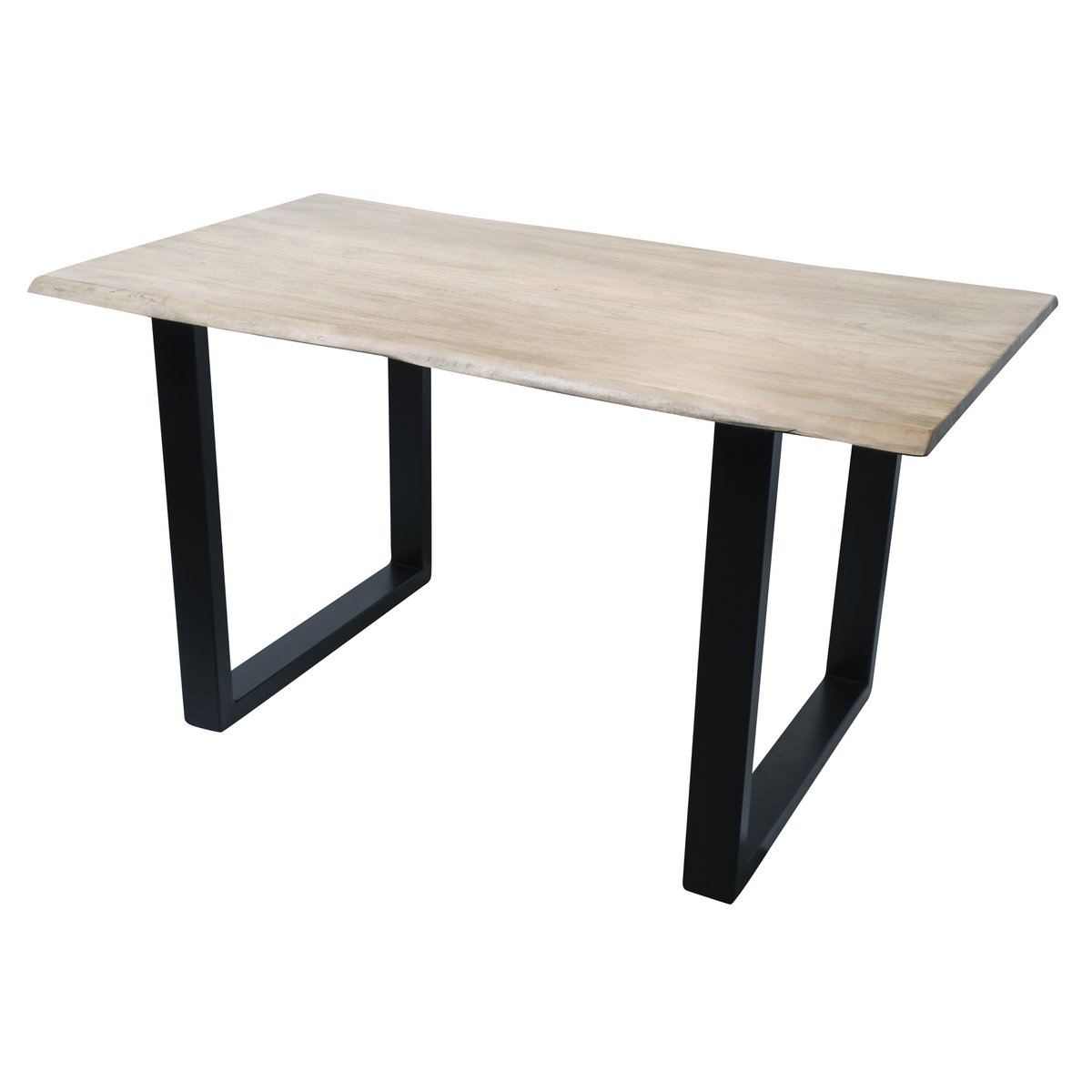 Tafel 140 x 80 cm, licht gekalkt blad, zwart frame