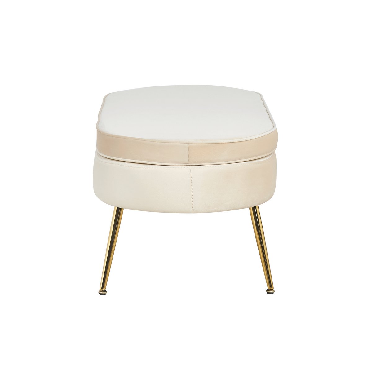 Poef ovaal van beige fluweel