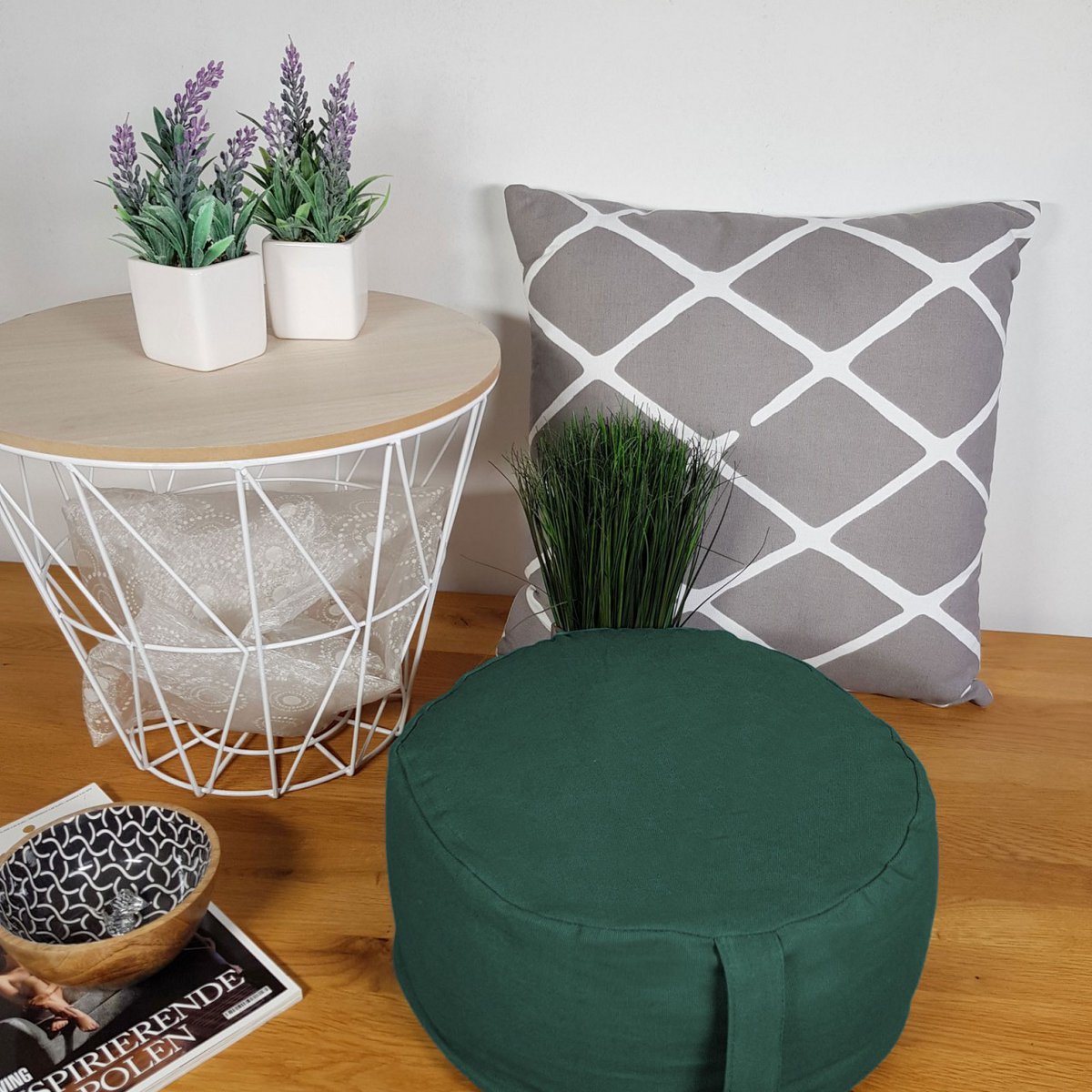 Yoga -kussens Meditatiekussenstoel Kushion Vloer kussen Lotus rond H 14 x Ø 31 cm Cover Wasbaar